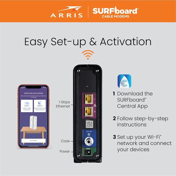 ARRIS SBG10 SURFboard DOCSIS 3.0 Cable Modem & Wi-Fi® Router - New - Picture 6 of 7